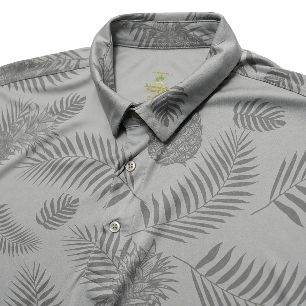 Diamond Head Wear Mens Large Hawaiian Pineapple Palm Golf Polo Shirt